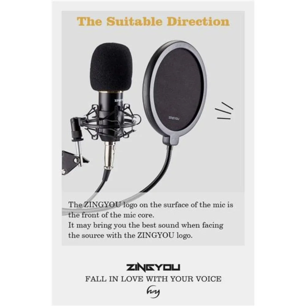Condenser Microphone Bundle, ZY-007 Professional Cardioid Studio Condenser Mic